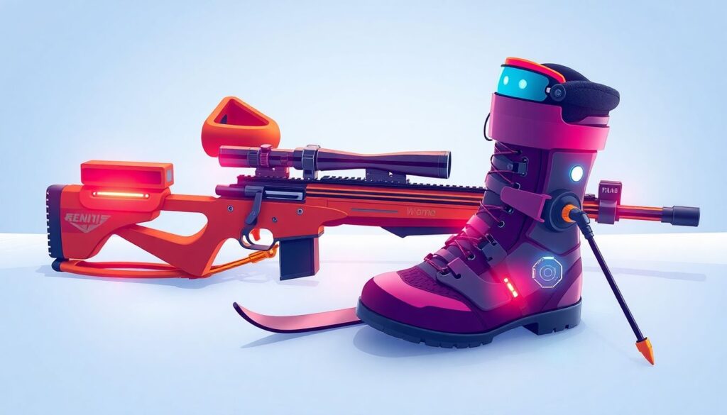 Подбор экипировки для любительского биатлона: лыжи, винтовка, одежда и защита - иллюстрация